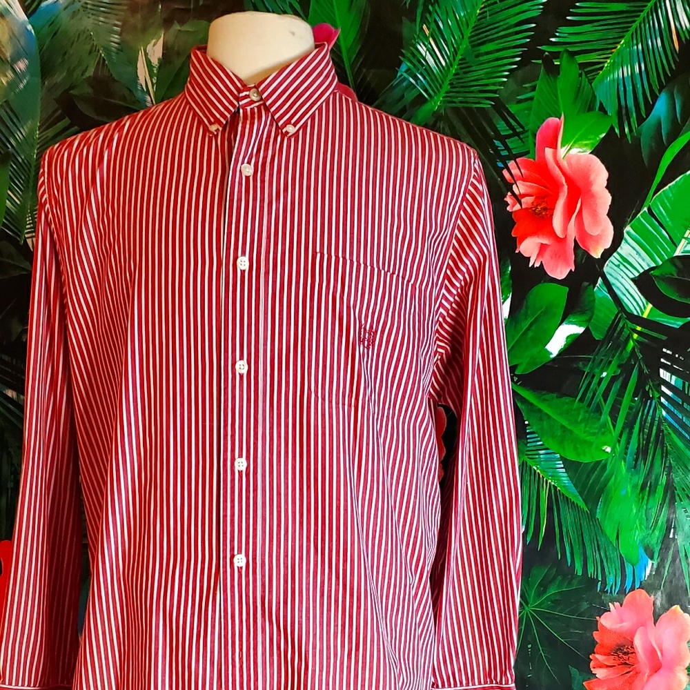 Chaps button down red stripe shirt size large